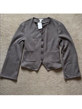 H&M Women's Taupe Button-Front Blazer